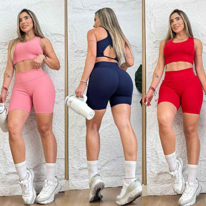 ✨ Combo Fit Pro: Short Realce + Top Push Up 🍑