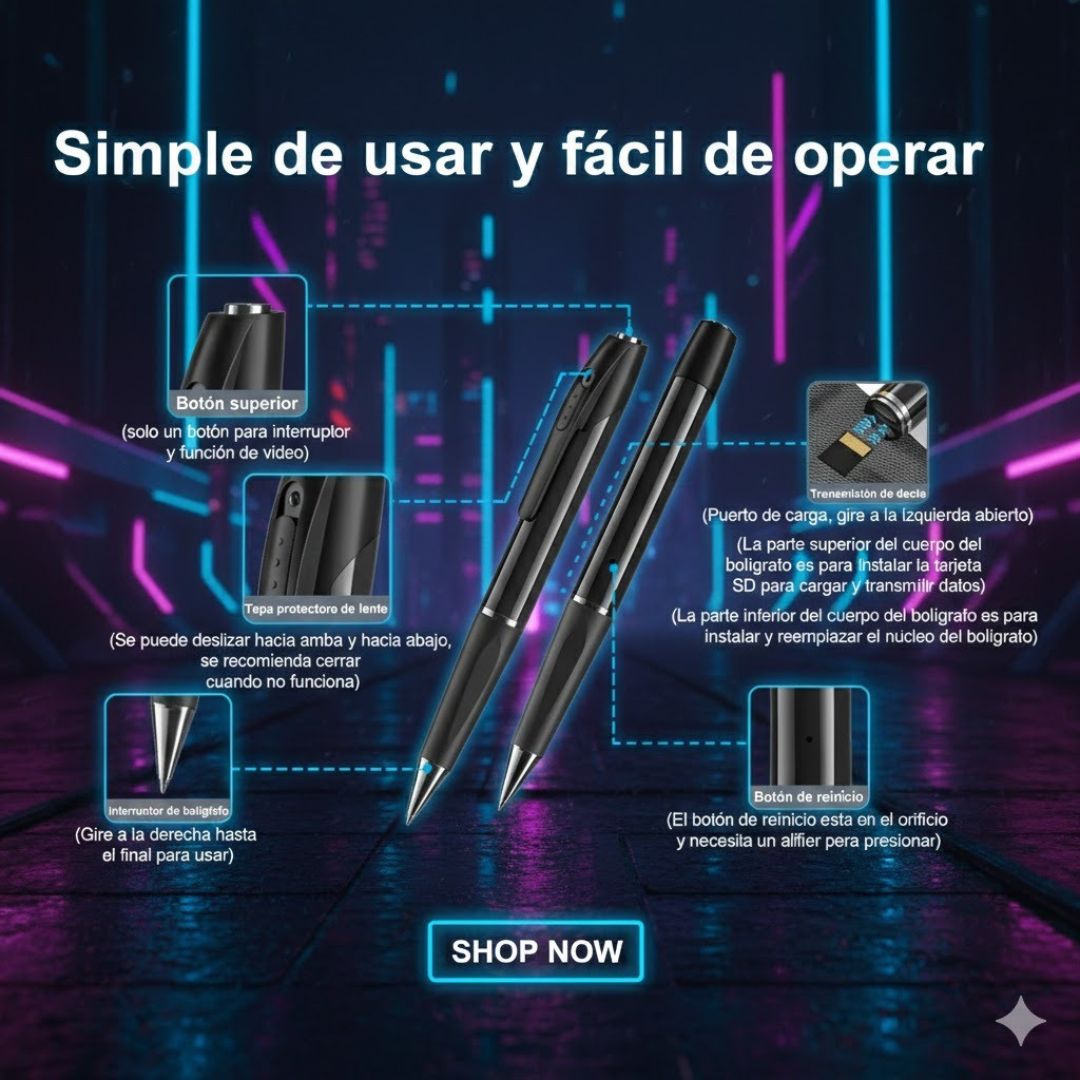 Bolígrafo Espía con Cámara Oculta HD