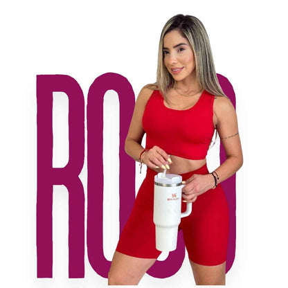 ✨ Combo Fit Pro: Short Realce + Top Push Up 🍑