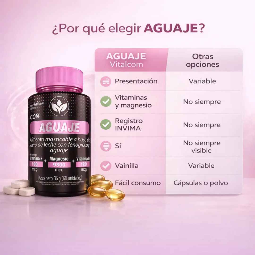 Vitalcom con Aguaje x 60 Cápsulas — Para la mujer que ya es hora de cuidarse 🌸