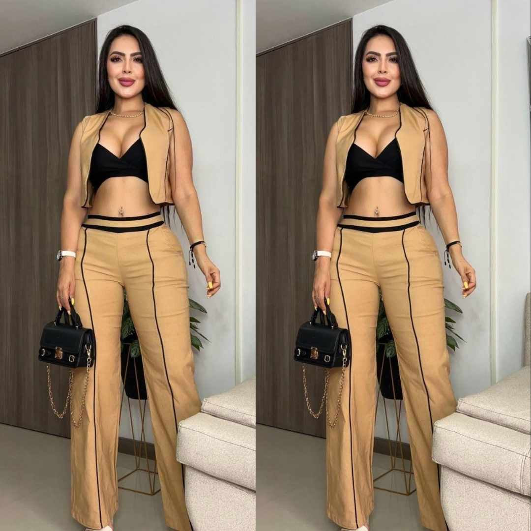 Conjunto Chaleco, Top y Pantalón – Tu Look Completo en Uno 👗