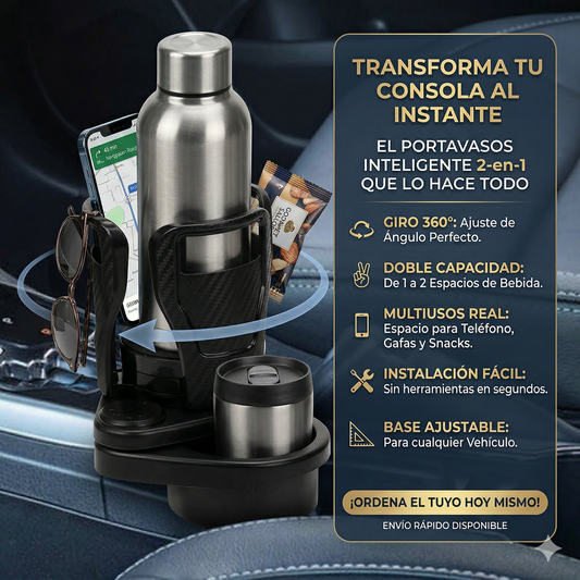 Portavasos 2-en-1 MaxHold – Orden Total en tu Carro 🚗